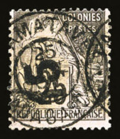 O Madagascar: N°5A, 15 Sur 25c Noir Sur Rose SUCHARGE VERTICALE, TB   Cote: 160 Euros   Qualité: O - Used Stamps