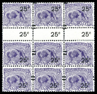 ** Guyane: N°97, 25c Sur 15c Violet, Surcharge à Cheval Sur Bloc De 9 (1ex*), TTB   Cote: 772 Euros  ... - Unused Stamps