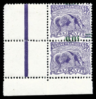 ** Guyane: N°93c, 4c Sur 15c Violet, Surcharge Décalée Tenant à Non Surchargé Cdf,... - Unused Stamps