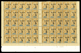 ** Guadeloupe: N°45a/b/c/d/e, 5c Sur 30c Brun En Panneau De 50 Exemplaires Millésime '3' Bas De Feuille... - Unused Stamps