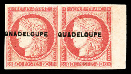 * Guadeloupe: N°13, 80c Cérès: ERREUR 'GNADELOUPE' Tenant à Normal En Paire Bord De... - Unused Stamps