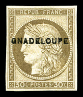 * Guadeloupe: N°12aA, 30c Brun: ERREUR 'GNADELOUPE' (case 39), Tirage 25 Exemplaires, Très Frais.... - Unused Stamps