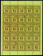 ** Guadeloupe: N°8/a/b/c, 15 Sur 20c Alphée Dubois, Panneau De 25 Exemplaires (4ex*) Dont... - Unused Stamps