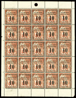 ** Guadeloupe: N°7/a/b/c/d, 10c Sur 40c Rouge-orange, Panneau De 25 Exemplaires (7 Ex*) Dont... - Unused Stamps