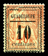 ** Guadeloupe: N°7, 10c Sur 40c Rouge-orange Type VII, Filet Brisé. TTB   Cote: 350 Euros  ... - Unused Stamps