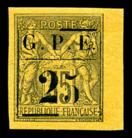 * Guadeloupe: N°2a, 25 Sur 35c Sage: Gros '2', Bdf. TTB (signé Bernichon)   Cote: 400 Euros  ... - Unused Stamps