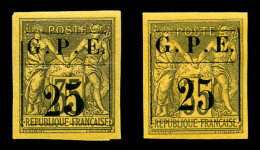 * Guadeloupe: N°2/b, 25 Sur 35c: Type I Et II (gros '5'), Les 2 Ex TB   Cote: 270 Euros   Qualité: * - Unused Stamps