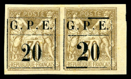 * Guadeloupe: N°1e, 20 S 30c Sage: Type I Et II Se Tenant. TTB (signé Brun/certificat)   Cote: 525 Euros... - Unused Stamps