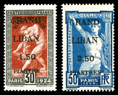 ** Grand Liban: N°20/21, 1,50 Pi Sur 30c Et 2,50 Pi Sur 50c: "G" Maigre à "GRAND", SUP (certificat)  ... - Unused Stamps