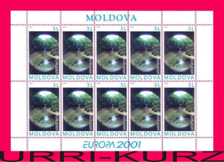 MOLDOVA 2001 Europa CEPT Water - Treasure Of Nature Forest River Waterfall Sheetlet Mi Klb.388 Sc376 MNH - 2001