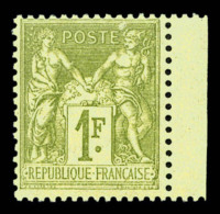 ** N°82, 1F Olive Clair Bdf, Fraîcheur Postale. TTB      Qualité: ** - 1876-1898 Sage (Type II)