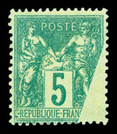 (*) N°75, 5c Vert, Impression Partielle Due à Pli Avant L'impression. TTB      Qualité: (*) - 1876-1898 Sage (Type II)