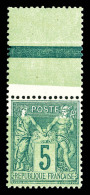 ** N°75, 5c Vert, Impression De La Teinte De Fond Partielle En Partie Supérieure Bdf. TB     ... - 1876-1898 Sage (Type II)