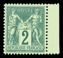 ** N°74, 2c Vert Type II Bdf, Fraîcheur Postale, Très Bon Centrage. SUP      Qualité: ** - 1876-1898 Sage (Type II)