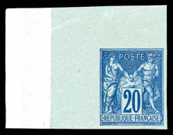 ** N°73a, 20c Bleu Turquoise Non Dentelé Type II, Coin De Feuille Intégral, Fraîcheur... - 1876-1878 Sage (Typ I)