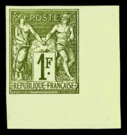 * N°72a, 1F Bronze Type I Non Dentelé Cdf. SUP (certificat)   Cote: 600 Euros   Qualité: * - 1876-1878 Sage (Type I)