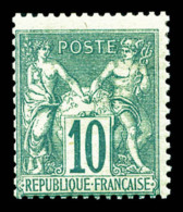 * N°65, 10c Vert Type I, Forte Charnière, TB (certificat)   Cote: 1200 Euros   Qualité: * - 1876-1878 Sage (Type I)