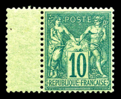 ** N°65, 10c Vert Type I Bord De Feuille, Très Bon Centrage, Fraîcheur Postale. SUP (certificat)  ... - 1876-1878 Sage (Type I)