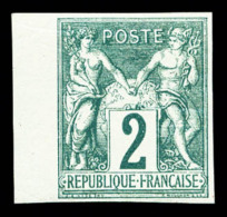 * N°62a, 2c Vert Type I NON DENTELE, Bord De Feuille Latéral Gauche, Fraîcheur Postale, SUP... - 1876-1878 Sage (Typ I)