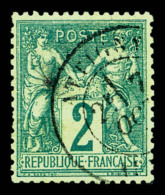 O N°62, 2c Vert Type I, Obl Legère, TTB   Cote: 340 Euros   Qualité: O - 1876-1878 Sage (Typ I)