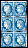 * N°60C, 25c Bleu Type III, Bloc De 6 Exemplaires Dont 2 Ex**, Très Frais. SUP (certificat)   Cote: 1370... - 1871-1875 Ceres