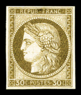 * N°56b, 30c Brun Non Dentelé, Fraîcheur Postale, SUP (signé Brun/certificat)   Cote: 750... - 1871-1875 Ceres
