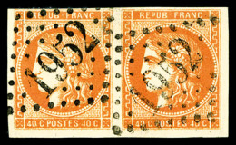 O N°48, 40c Orange Obl GC 1952 En Paire, TTB (signé Brun/certificat)   Cote: 400 Euros   Qualité:... - 1870 Bordeaux Printing