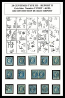 O N°46Bb, 20c GRIS BLEU Type 3 Report II: Reconstitution D'un Bloc Report Complet De 15 Exemplaires, TB/SUP. R.... - 1870 Bordeaux Printing