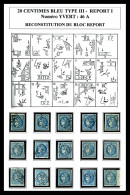 O N°46A, 20c Bordeaux Type 3 Report I: Bloc Report De 15 Exemplaires Reconstitué Dont Nuances, Tous... - 1870 Bordeaux Printing