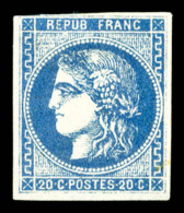 (*) N°46Ad, 20c Bleu Outremer Type III Report 1, Très Jolie Nuance, R. (signé... - 1870 Bordeaux Printing