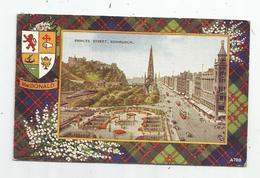 Cp , ECOSSE , EDINBURGH , PRINCES STREET , Blason MacDonald , Voyagée 1951 , Ed : Art Colour - Valentine - Midlothian/ Edinburgh