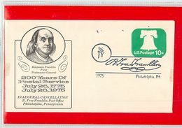 USA - Intero Postale - 200 YEARS POSTAL SERVICE - AUTOGRAFO BENJAMIN FRANKLIN POSTMASTER - 1961-80