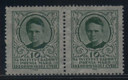 POLAND 10GR MARIE SKLODOWSKA CURIE RADIOLOGY INSTITUTE FUNDRAISING LABEL NHM PAIR CHEMISTRY NOBEL PRIZE WINNER - Labels