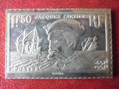 Timbre De France - Jacques CARTIER 1,5 Francs De 1934 - 1983 (15 Grammes En Argent 925/1000 ) Poinçon Crabe - Bateau - Autres & Non Classés