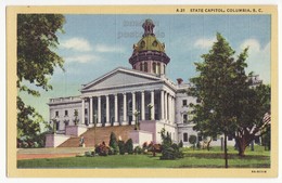 USA, Columbia SC, South Carolina State Capitol, C1940s Unused Vintage Linen Postcard - Columbia