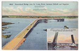 Arrowhead Bridge Between Duluth MN And Superior C1940s Vintage Old Minnesota Postcard - Duluth