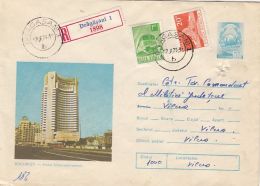 58588- BUCHAREST INTERCONTINENTAL HOTEL, BUSS, TOURISM, REGISTERED COVER STATIONERY, 1975, ROMANIA - Hotel- & Gaststättengewerbe