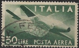 ITALY 1945 Clasped Hands And Caproni Campini N-1 Jet - 50l Green FU - Posta Aerea
