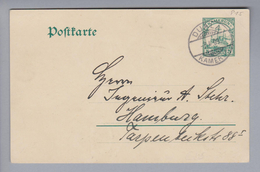 DE Deutsche Post In Kamerun 1909-04-03 Duala Ganzsache 5 Pf. Nach Hamburg - Camerún