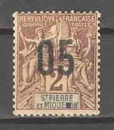 St Pierre & Miquelon 1912, Surcharged, Scott # 110, VF MLH*OG (P-5) - Nuovi