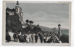 MONTE CARLO - N° 213 - LE THEATRE ET LES TERRASSES AVEC PERSONNAGES - CPA NON VOYAGEE - Les Terrasses