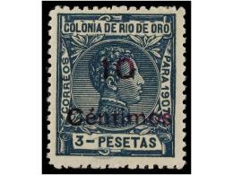 ** COLONIAS ESPAÑOLAS: RIO DE ORO. Ed.62hcca. 10 Cents. S. 3 Pts. Verde, HABILITACIÓN EN... - Andere & Zonder Classificatie