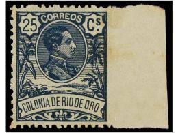 ** COLONIAS ESPAÑOLAS: RIO DE ORO. Ed.47smd. 25 Cts. Azul SIN DENTAR MARGEN DERECHO. Algunas... - Andere & Zonder Classificatie