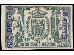 * COLONIAS ESPAÑOLAS: RIO DE ORO. Ed.40Bhp. 5 Cens. S. 50 Cent. Verde. Habilitacion En Violeta SIN... - Other & Unclassified