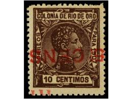 ** COLONIAS ESPAÑOLAS: RIO DE ORO. Ed.37Ahi. 5 Cents. S. 10 Cts. Castaño. Valor... - Other & Unclassified