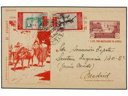 MARRUECOS. 1950. TETUAN A MADRID. Entero Postal De 20 + 5 Cts. Lila Y Rojo (Ed. 89) Con Franqueo Adicional... - Other & Unclassified