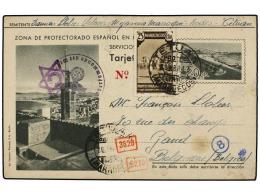 MARRUECOS. 1943. TETUAN A BÉLGICA. Entero Postal De 20 Cts. Verde (Ed. 36) Con Franqueo Adicional De... - Autres & Non Classés