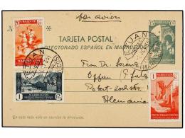 MARRUECOS. 1935. TETUAN A ALEMANIA. Entero Postal De 15 Cts. Verde (Ed. 20) Con Franqueo Adicional De 1... - Autres & Non Classés