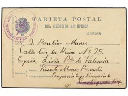 MARRUECOS. 1926. ALUCEMAS A CARTAGENA. Tarjeta Postal Del Ejército De África Circulada Con La Marca... - Other & Unclassified