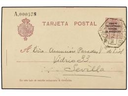 MARRUECOS. 1924. LARACHE A SEVILLA. Entero Postal De 15 Cts. Lila (Ed. 15) Circulado Por Correo... - Autres & Non Classés